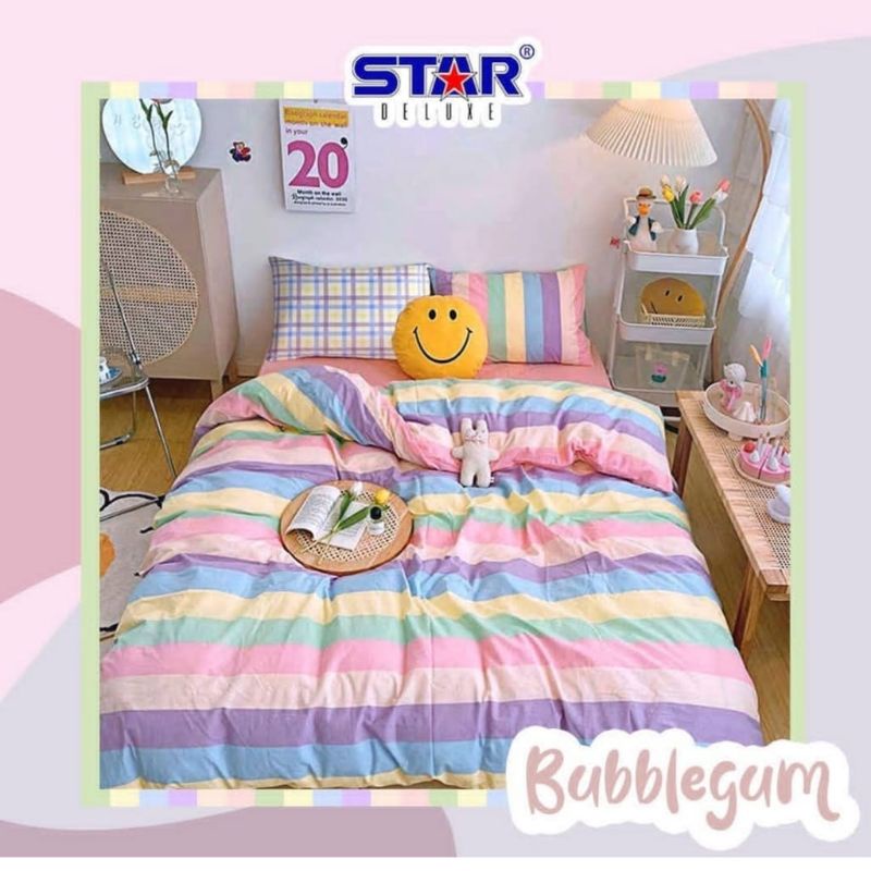 BAHAN KAIN SPREI BEDCOVER BUBBLEGUM