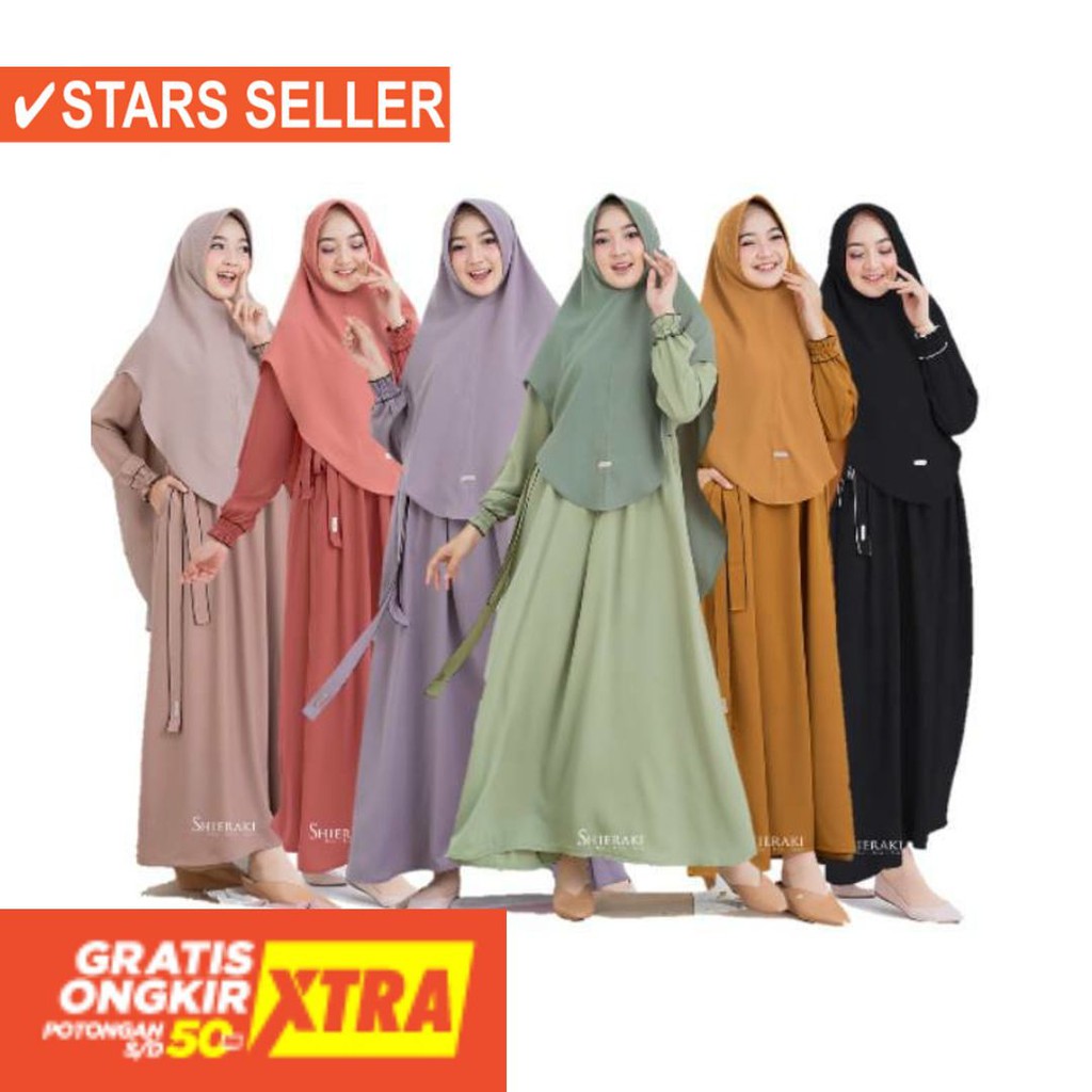 BAJU LEBARAN PAKAIAN MUSLIMAH SYARI BERGO BALOTELI / Gamis Syari Karet Neci ORCYLA 3D Dress ORI by