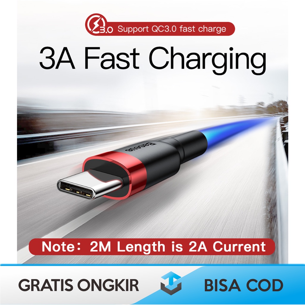 KABEL DATA USB TYPE C BASEUS CAFULE SUPPORT QUALCOMM 3.0 FAST CHARGING