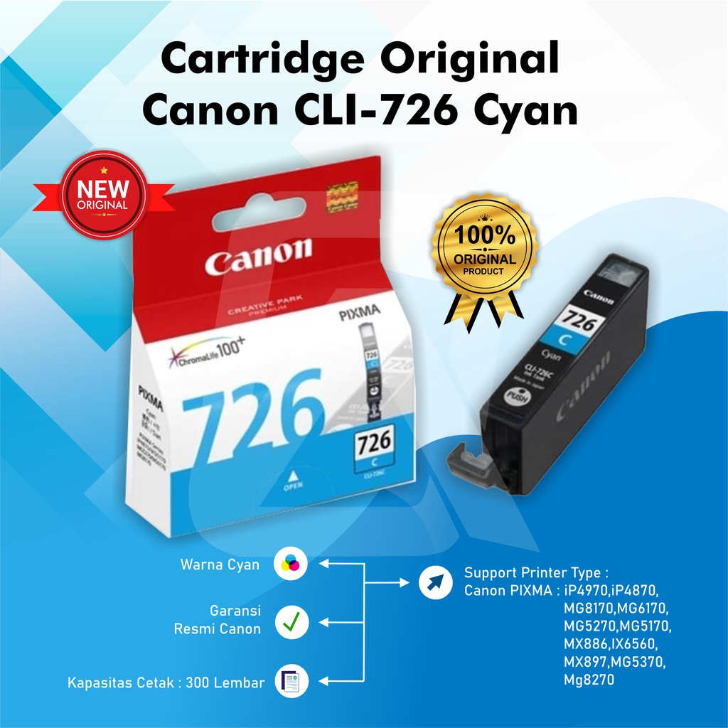 Tinta Canon 725 Black 726 Black &amp; Colour Original Ink Cartridge