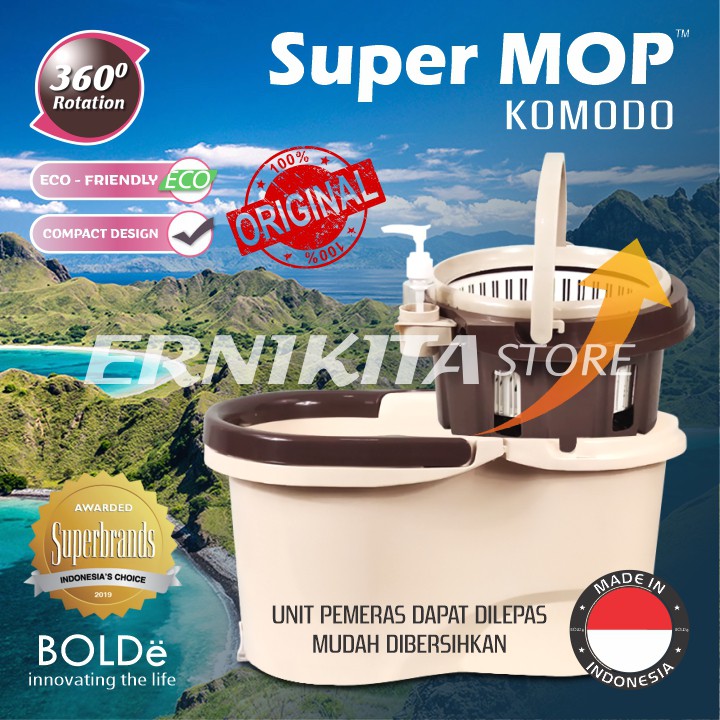 BOLDe SUPERMOP KOMODO 2 IN 1 - Alat Pel Modern Strainer Bisa Dilepas