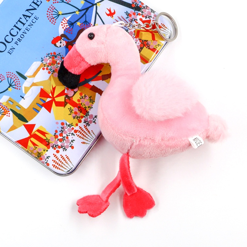 Gantungan Kunci Bentuk Flamingo Bahan Plush Lembut