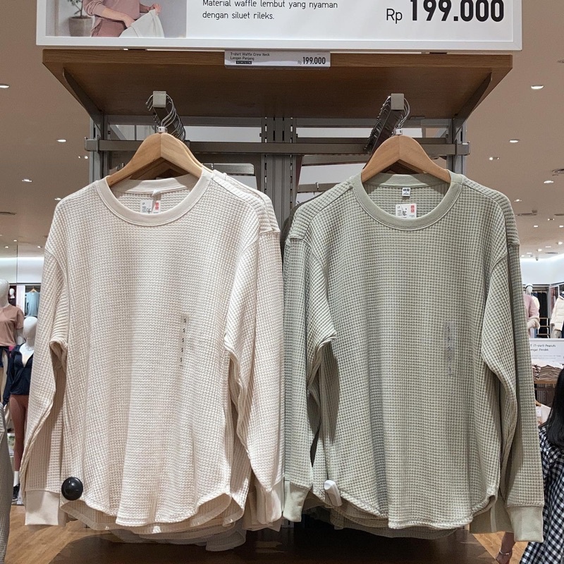 tshirt waffle uniqlo lengan panjang