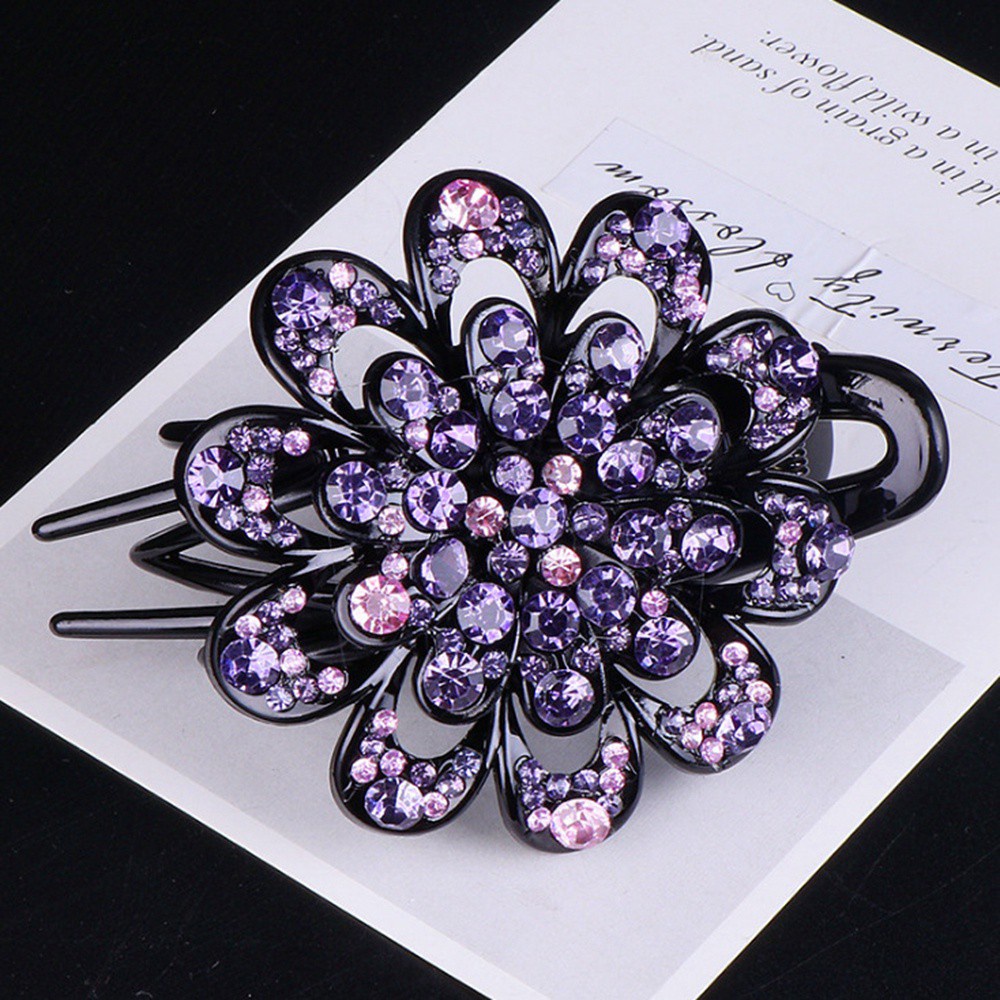 Hairpins Rhinestone Crystal Flower Hair Clip For Women Colorful