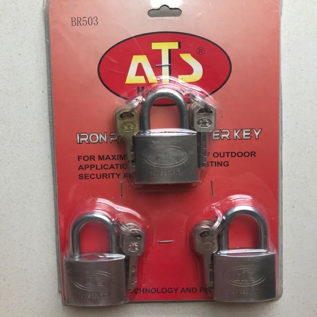 Gembok Putih Master Key ATS uk 50mm isi 3pcs / Iron Padlock 50 mm set 3 pc BR503 Pagar Rumah Toko