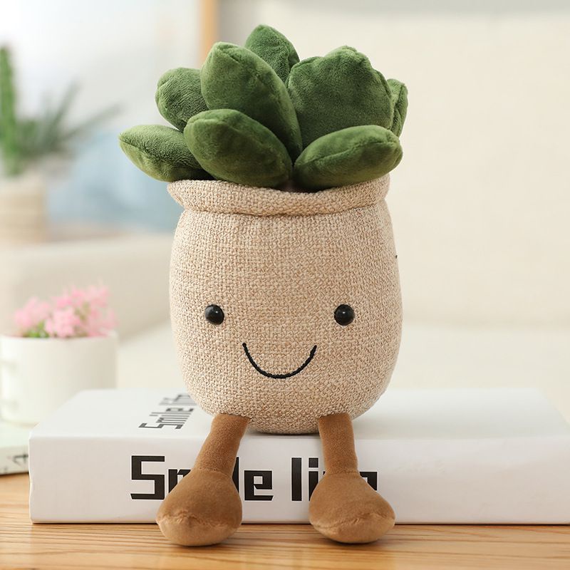 Lifelike Succulent Plants Plush Stuffed Toys Soft Doll Potted Flowers Decoration