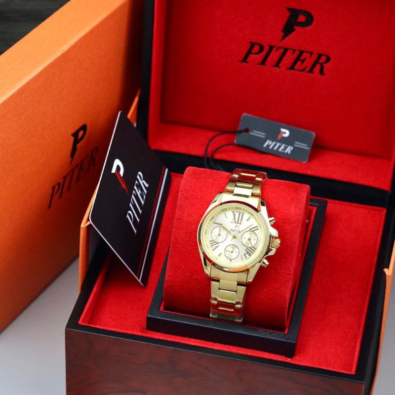 Piter jam tangan kasual wanita original set lengkap