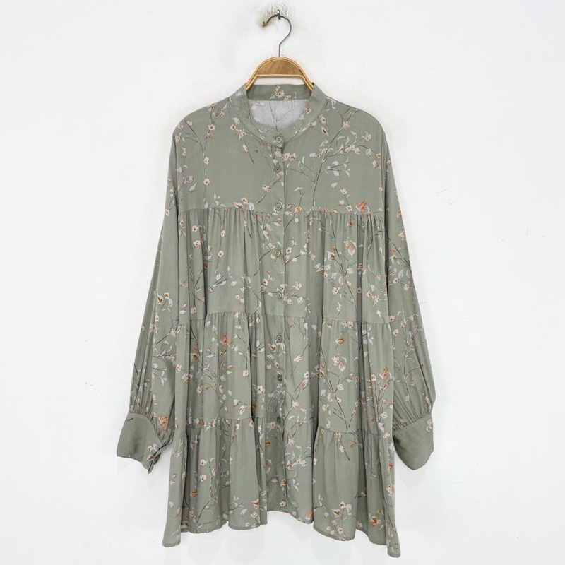 Kemeja Wanita Casual Lengan Panjang Model Longgar Versi Korea Motif / kemeja fazza fashion-Foto 1