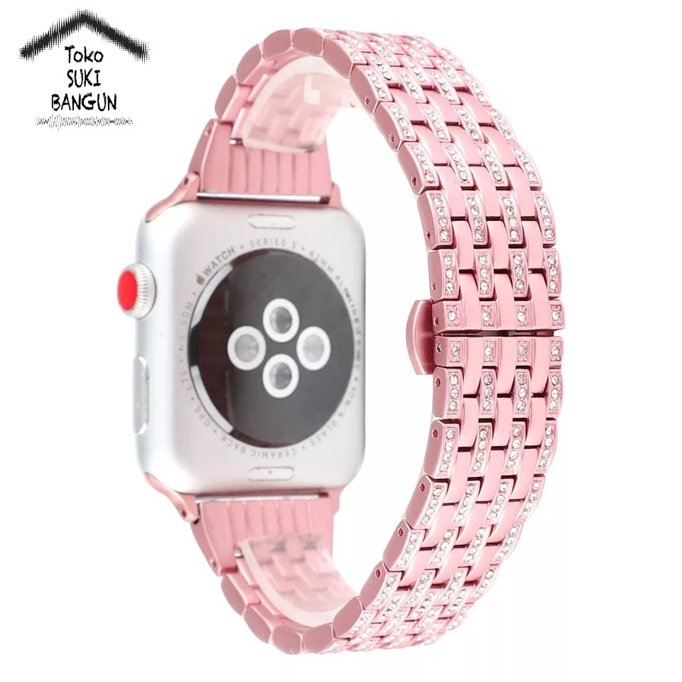 Strap Apple Watch Series 8 7 6 5 4 3 2 1 41mm 40mm 38mm TALI JAM Crystal PUSH BUTTON AWSC-003