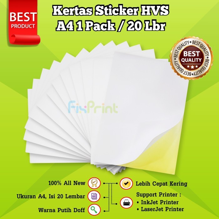 Kertas HVS A4 Premium Sticker Polos Stiker Putih Polos Ukuran A4 blank kosongan