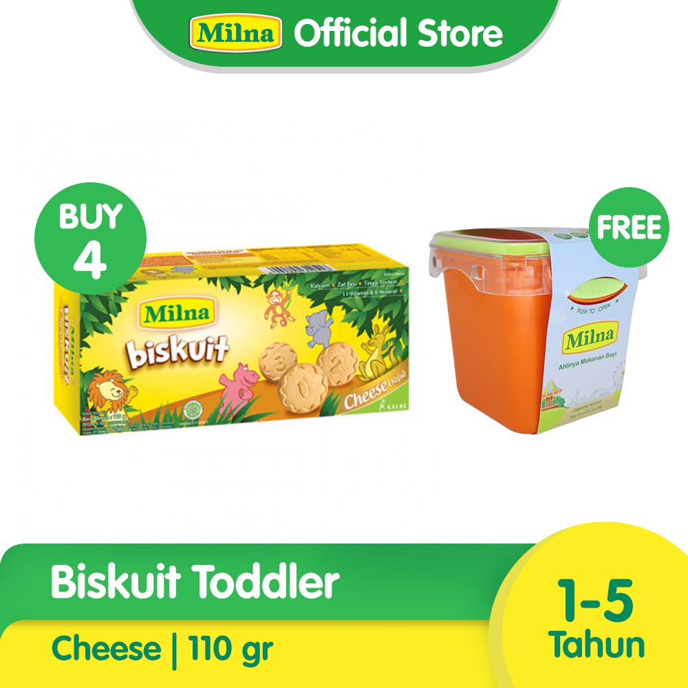 

Paket 4 Milna Toddler Biskuit Cheese 130gr Free Food Container