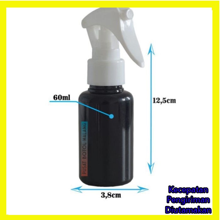 botol tubular 60ml spray trigger [putih hitam]