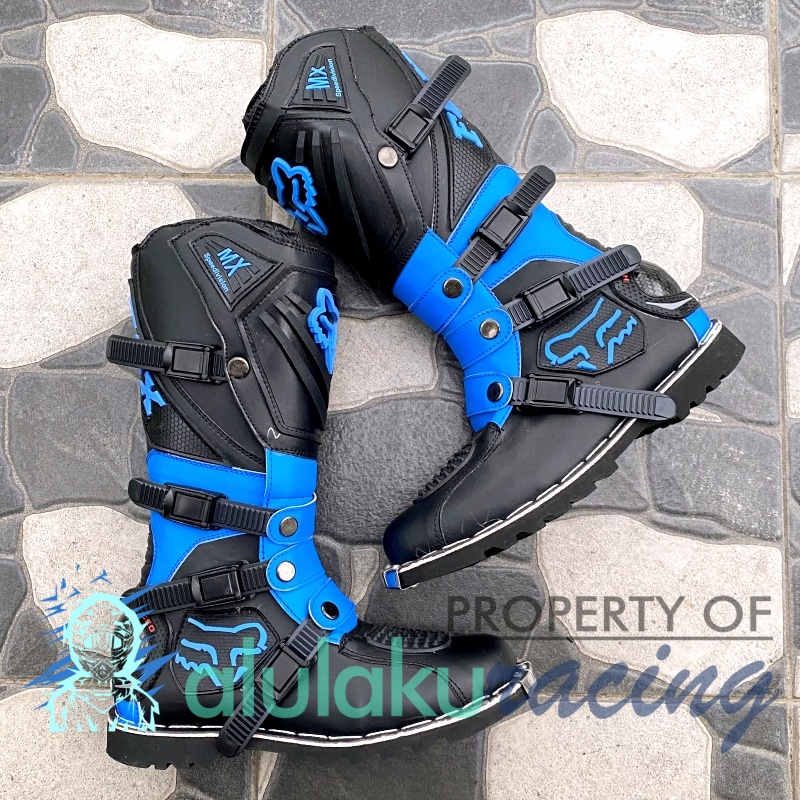 Sepatu Trail Motocross Lokal SV Premium Quality with Safety Protector - Blue