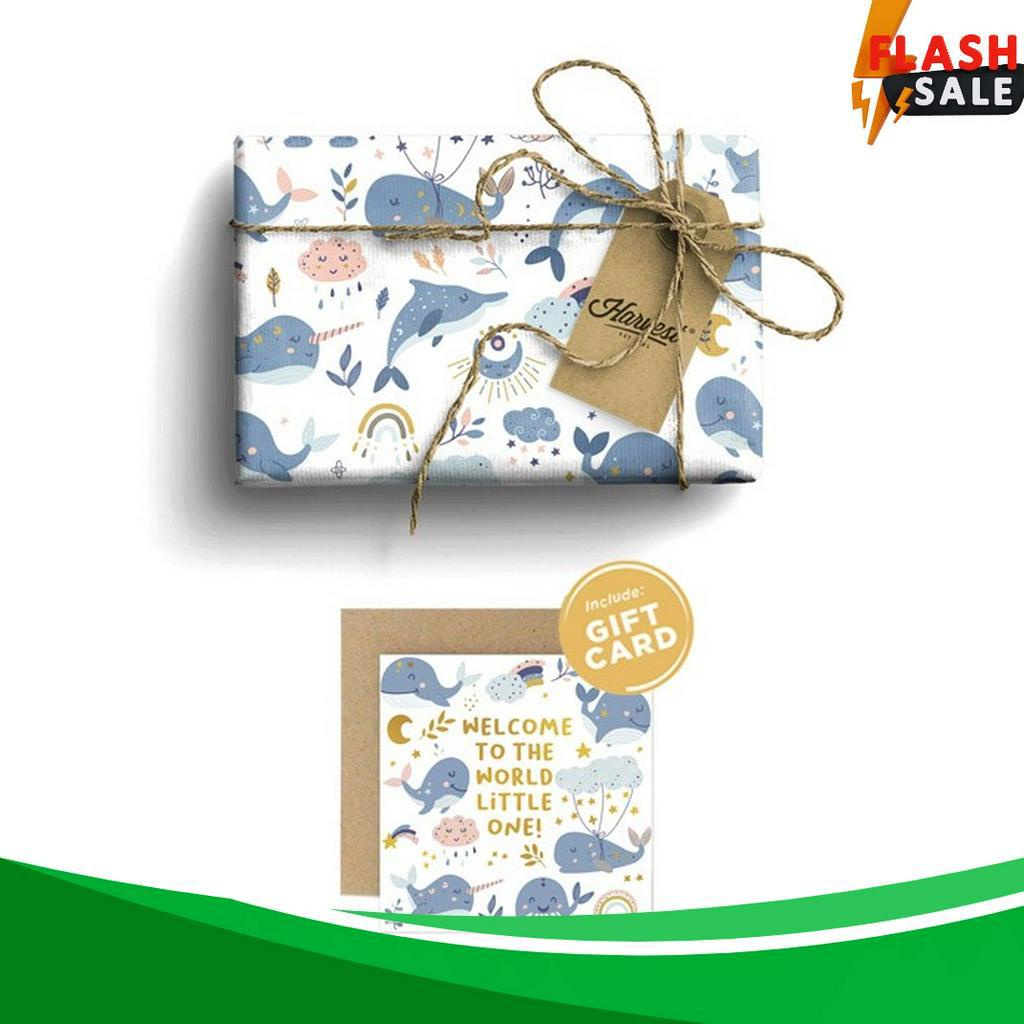 

SPESIAL Paket Kertas Kado Kartu Ucapan Baby New Born Harvest Whale