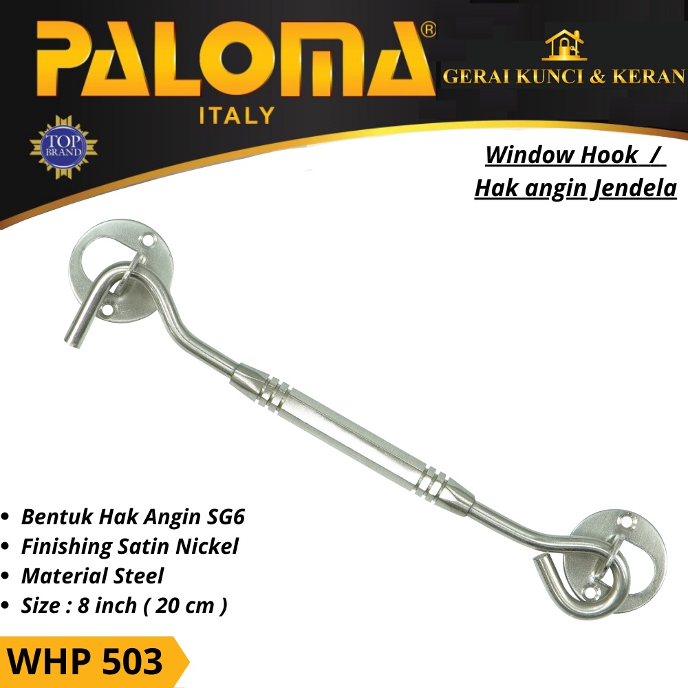 HAK ANGIN PENAHAN JENDELA WHP 503 STEEL 8&quot; INCH 20CM  WINDOW HOOK CANTOLAN SN