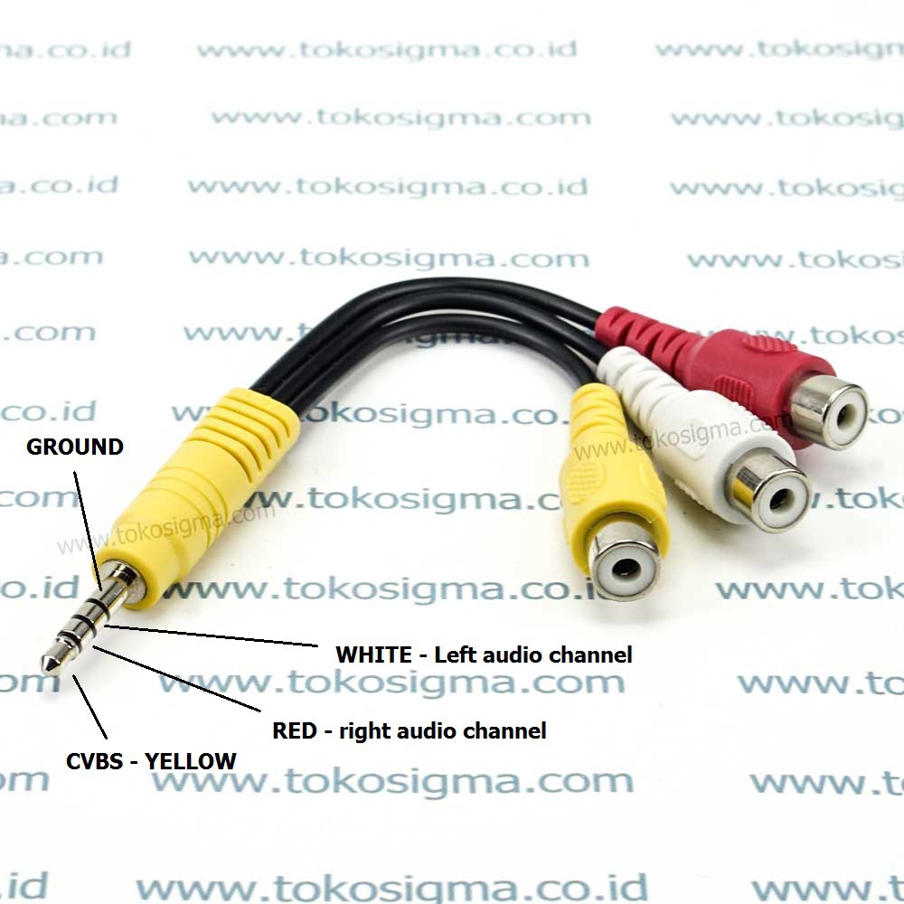 KABEL AV IN Or OUT Phone JEK 3.5mm Garis 3 TO 3 RCA AV F 14cm