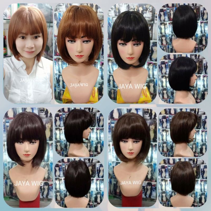 Rambut Palsu Wig Bob Pendek Sedagu Poni Depan