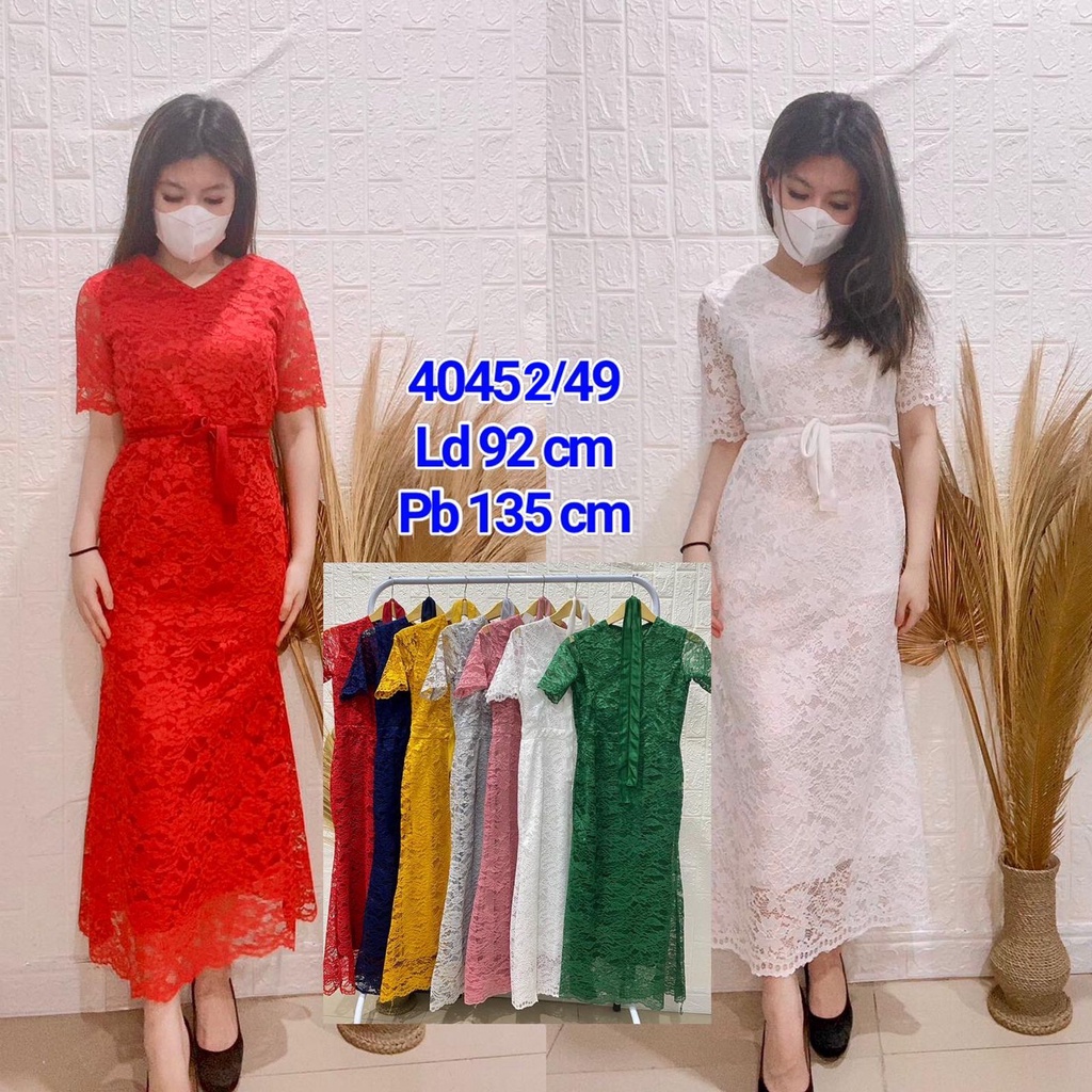 2022 FEB NEWEST Dress Wanita Local xBelle / Dres Brukat Skater Kerah V / Baju Fashion Wanita Lengan 