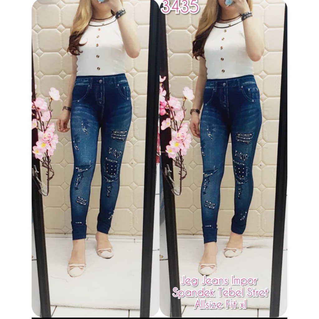 NEW LEGGING IMPORT MURAH JEANS SOBEK MOTE