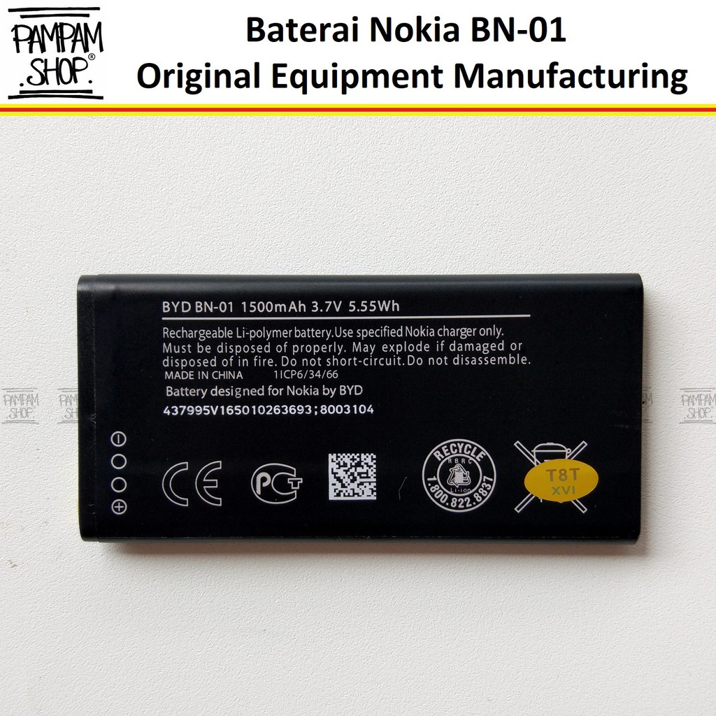 Baterai Nokia BN-01 BN01 BN 01 Lumia X Battery Batre Batrai HP Lumnia HP Handphone Ori Original