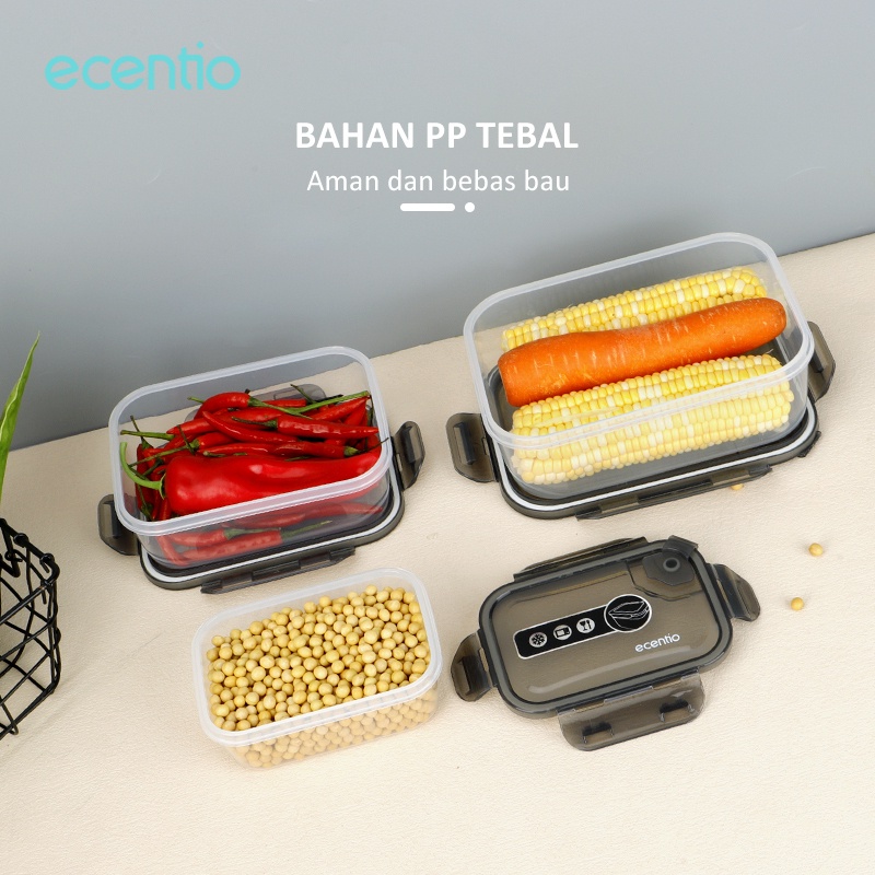 Foodi 3pcs lunch box set 400ml/800ml/1400ml kotak penyimpanan anti tumpah/food container snack cereal kotak kontainer tempat makan set/bening makanan kulkas penyimpanan hitam/3 pcs Refrigerator Storage Box set for Food Storage kotak makan/Makanan Kulkas