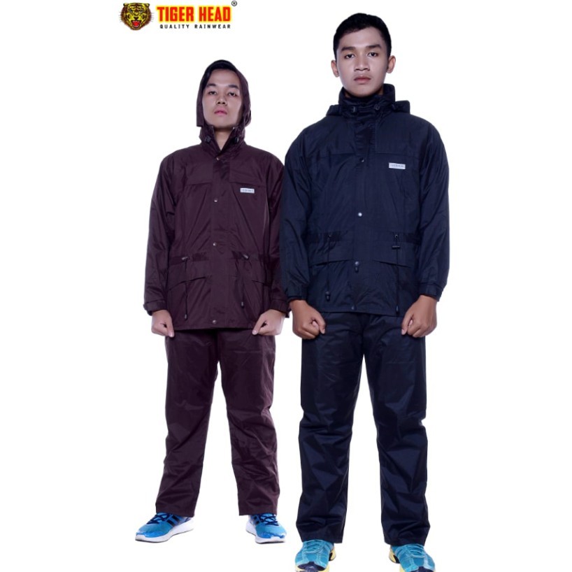 Jas Hujan Karet TIGER HEAD CASUAL 68314 Jaket Celana Setelan Tebal Pria Wanita Dewasa Stelan Keren