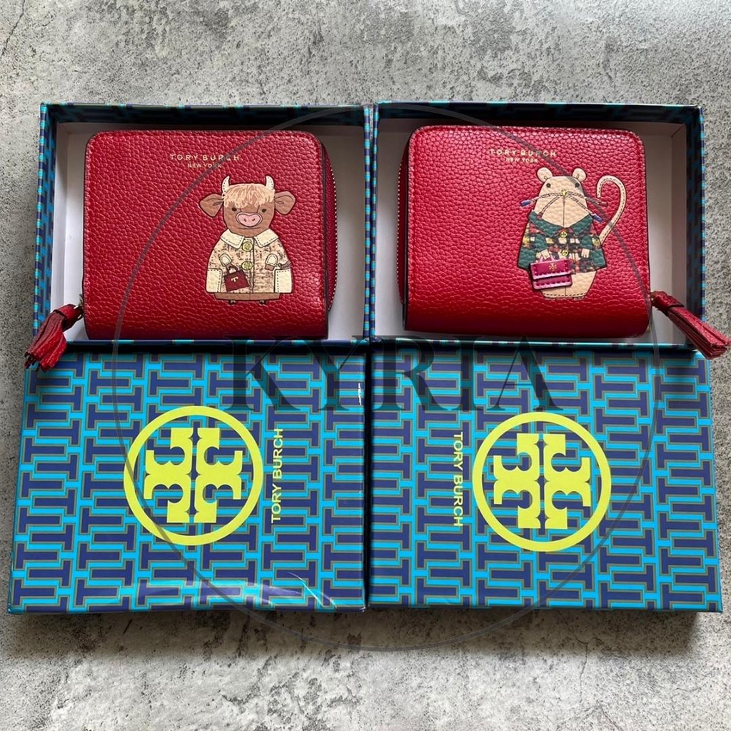 DOMPET WALLET TORY BURCH OZZIE THE OX SMALL MINI WALLET IN RED