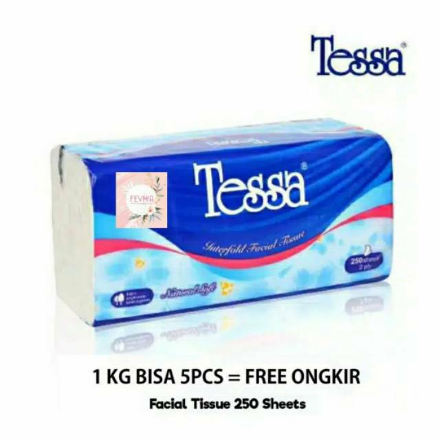 (beli 5= gratis ongkir via shopeepay ) Tisu wajah TESSA 250 lembar 2 ply natural soft