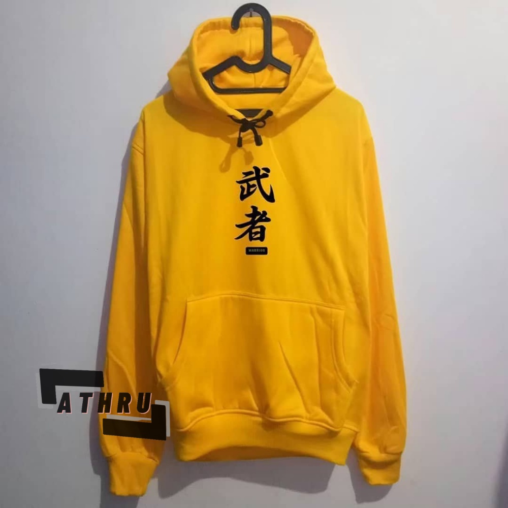 Athru Jaket Sweater Pria Warna Kuning Sablon Japan Warning Jemper Hoodie Cowo Brand Lokal Bigsize