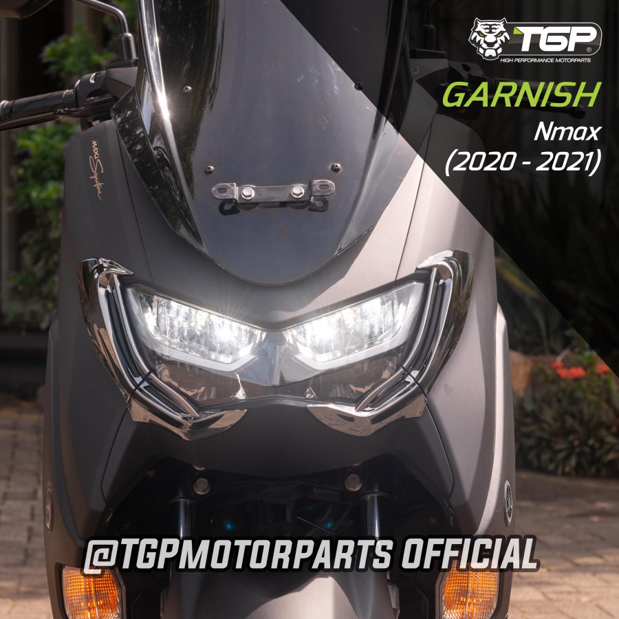 GARNISH LIST LAMPU DEPAN NMAX 2020 2021 TGP MOTOR VARIASI BLACK CHROME