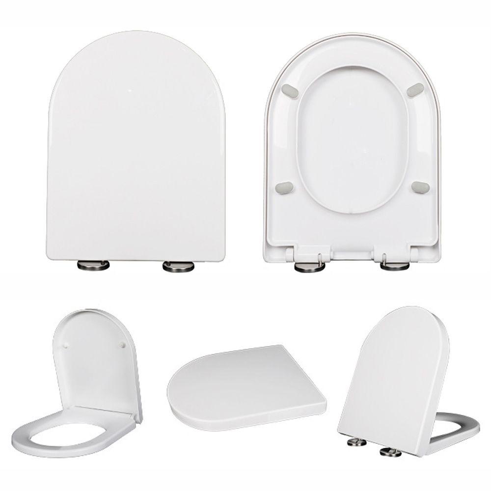 Solighter Toilet Cover Seat Mudah Tetap Tidak Kuning Soft Closing Cream-white Engsel Pasang Atas