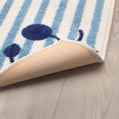 GULSPARV Karpet, garis-garis biru putih, 133x160 cm