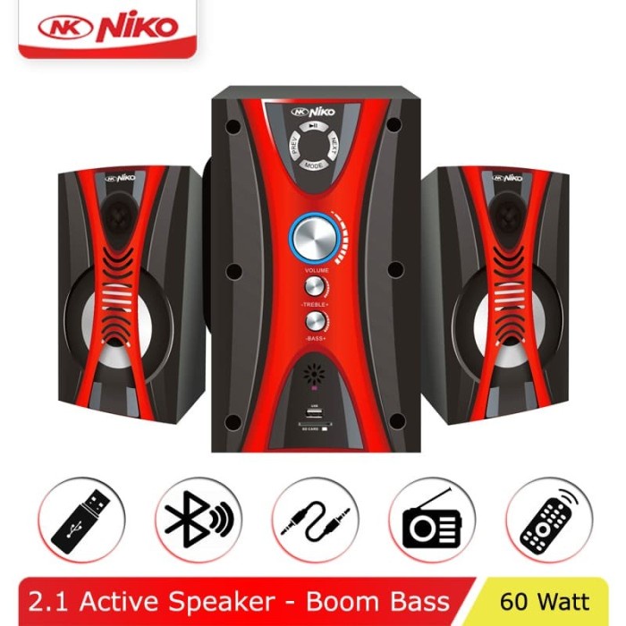 SPEAKER ACTIVE 2.1 NIKO NK-M1B BLUETOOTH/USB/SDCARD BASS 60Watt