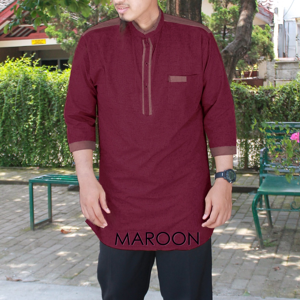 KURTA koko Pakistan Baju Muslim Pria Dewasa Qurta Lengan 3/4 KODE D Grosir bahan katun PREMIUM panjang