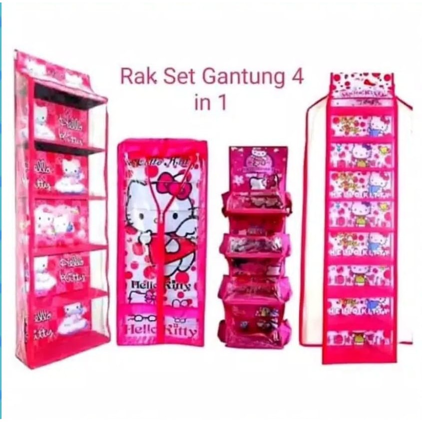 satu set rak gantung 4 for in 1 Rak Set 4in1 Gantung Karakter Full Resleting ( Rak Sepatu / Rak Tas 