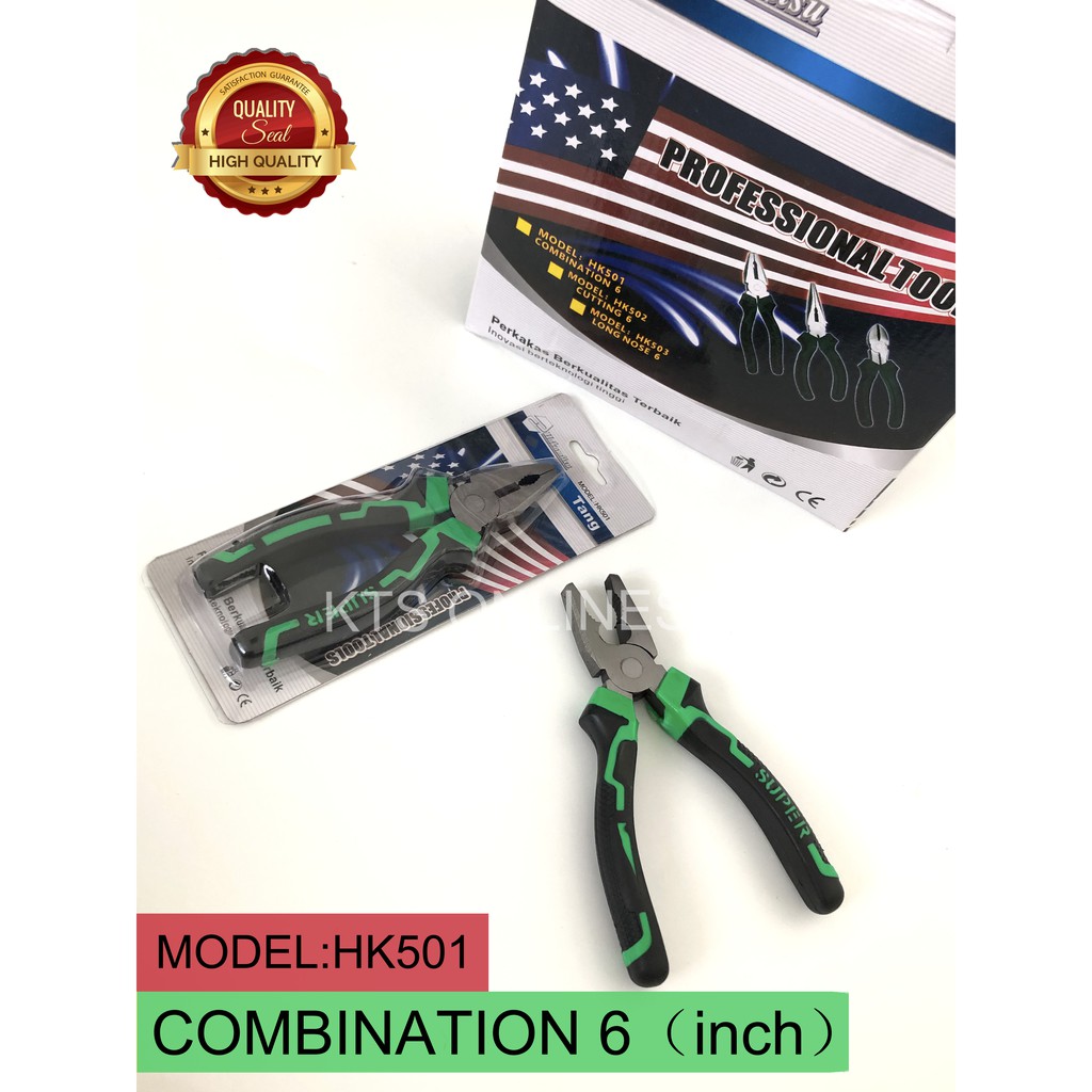 HAKAMITSU TANG KOMBINASI 6INCH JEPIT KABEL BUAYA COMBINATION PLIERS HK-501