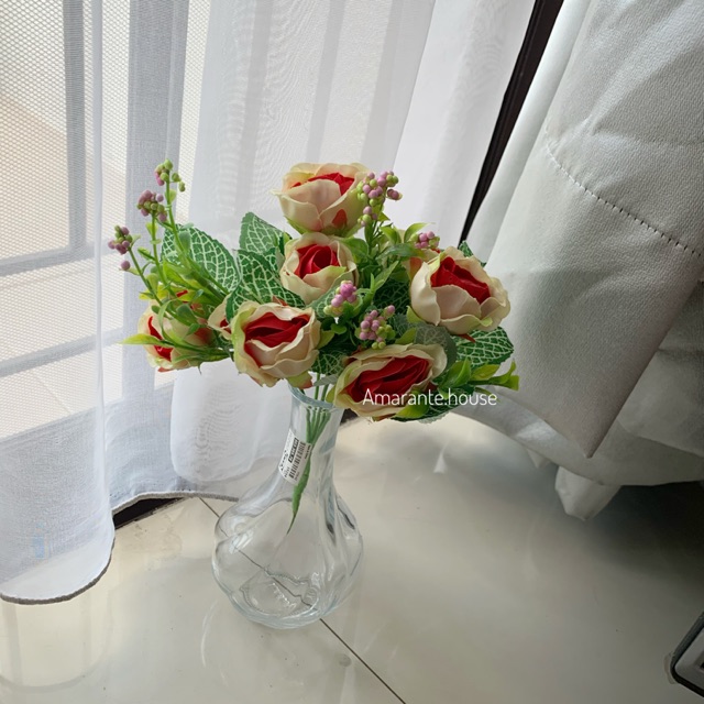 Bunga artifisial kuncup mix kuning merah