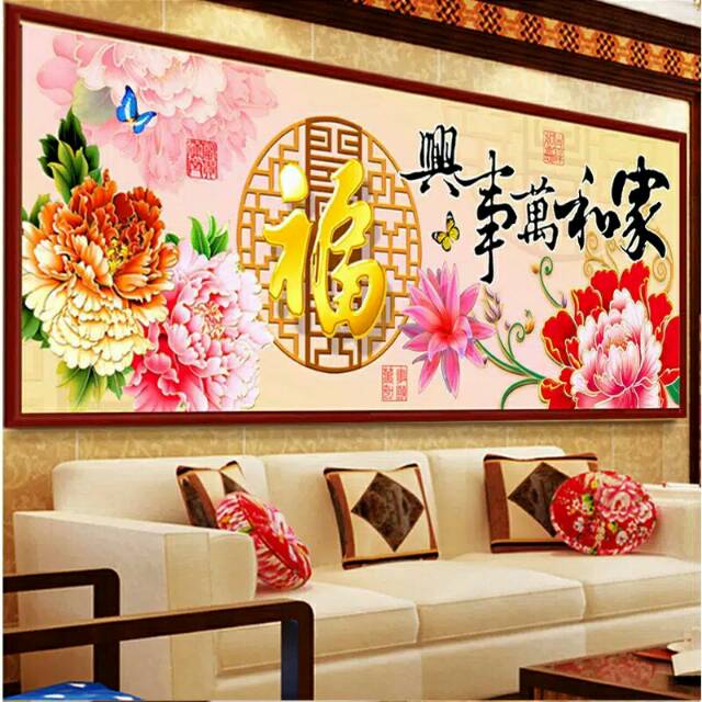 DIY Lukisan Diamond 5D dengan Gambar Bunga Peony