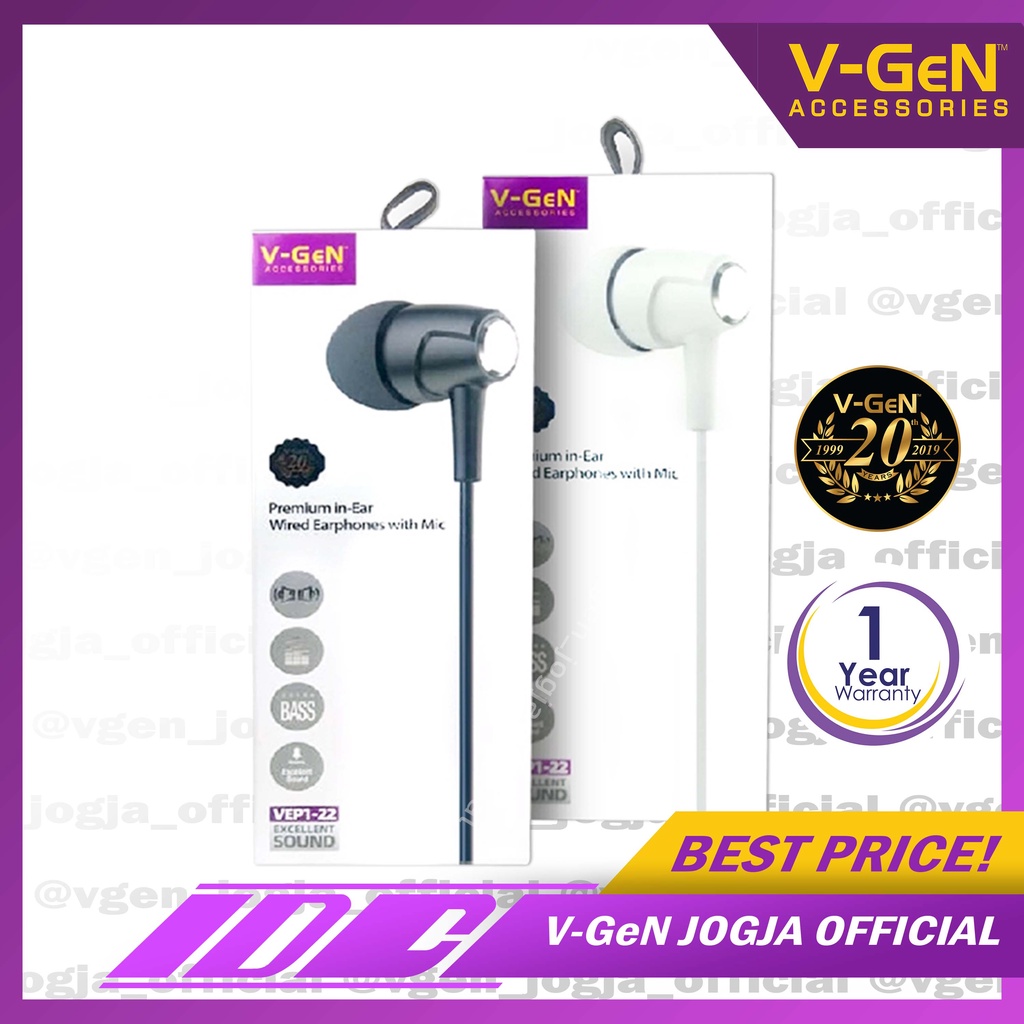 Handsfree V-GeN VEP1-22 Wired Earphone Headset Premium Sound VGEN