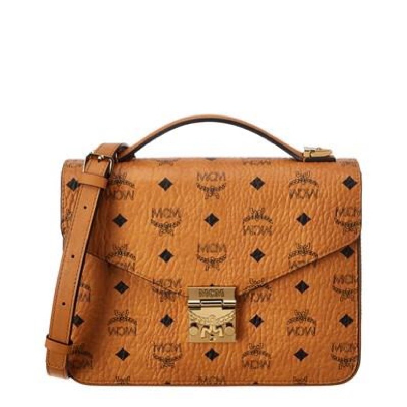 mcm patricia satchel cognac