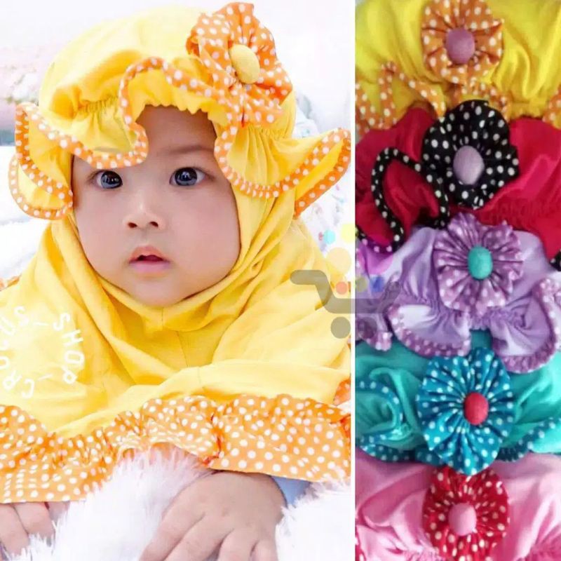 Hijab kids polka (topi bs di lepas)