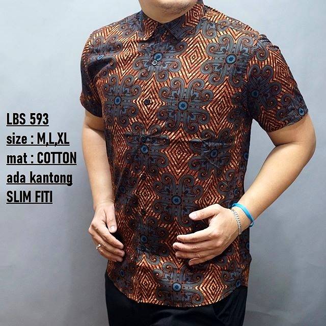 LBS 593 BATIK PRIA SLIMFIT LENGAN PENDEK LUIGI BATANI