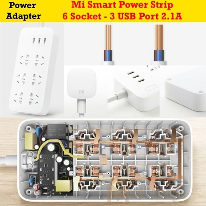 Smart Power Strip Plug Terminal 6 Port + 3 USB Port 2.1A