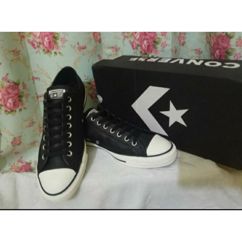 sepatu CONVERSE CTAS OX LEATHER BLACK EGRET original