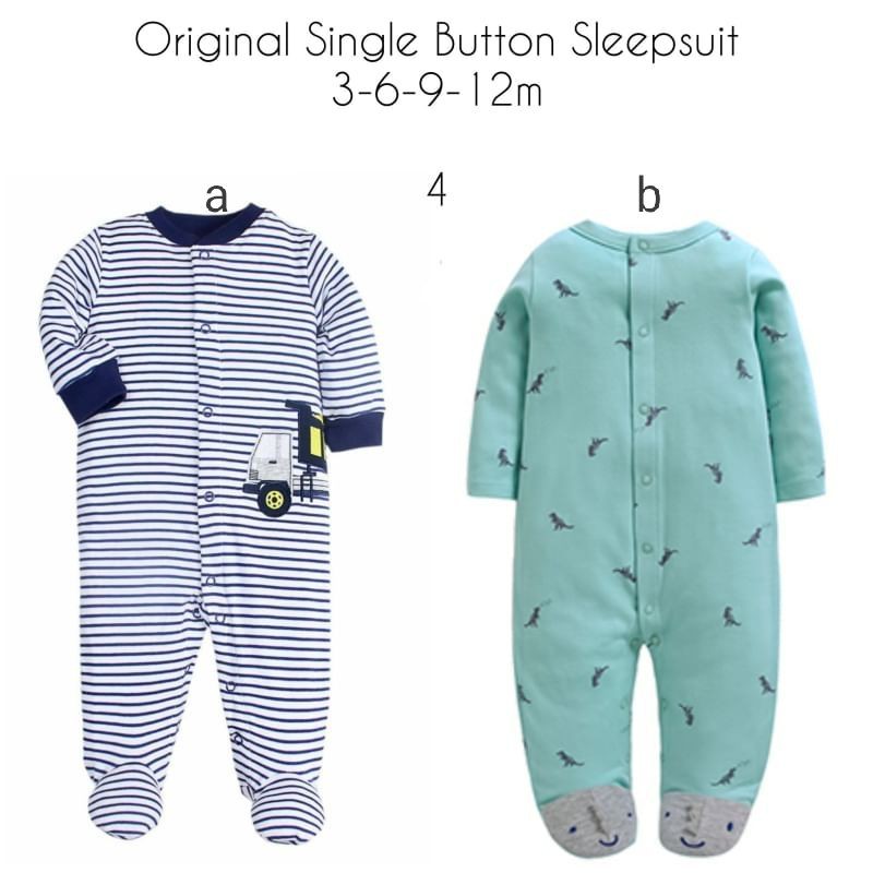 Sleepsuit bayi/ baju tidur piyama bayi terusan/ single button sleepsuit baby