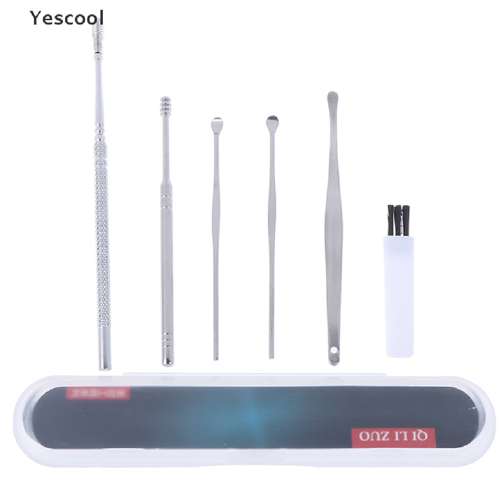 Yescool 6Pcs / Set Korek Kuping Bahan Stainless Steel