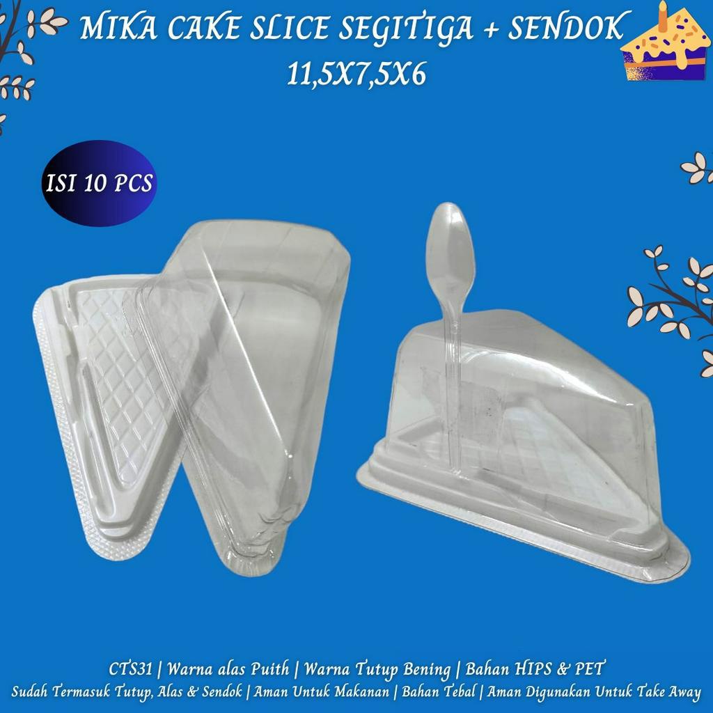 Mika Cake Segitiga Plus Sendok Mika 11,5X7,5X6 (Isi 10 Pcs-CTS31)