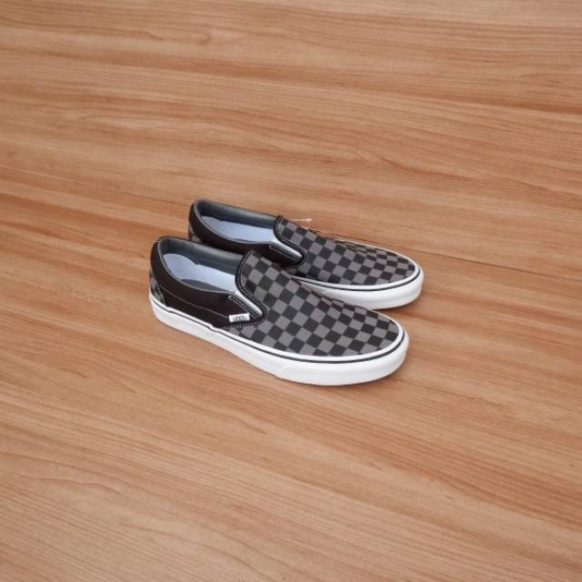 Vans Slip On Checkerboard Black Pewter Original Resmi