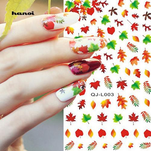 【Wholesale price❤】HNStiker Decal Motif Daun Maple / Kupu-Kupu / Bunga untuk Dekorasi Manicure