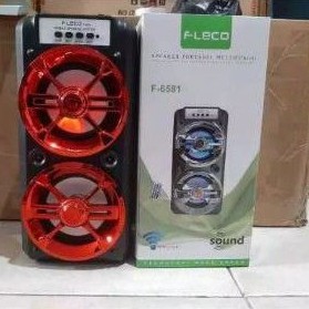 Speaker Bluetooth Fleco F-6581 USB TF CARD FM Radio // Speaker Karaoke Portable FREE MIC Dan Remote